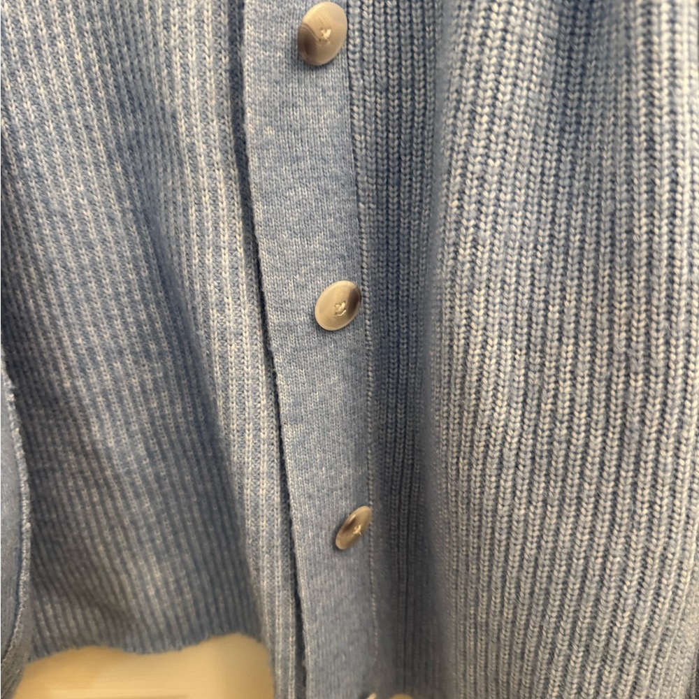 LOFT Soft Blue Ribbed Cardigan - Picture 3 of 5
